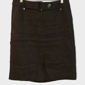 TALBOTS Black 100% Irish Linen A Line Skirt Size 10